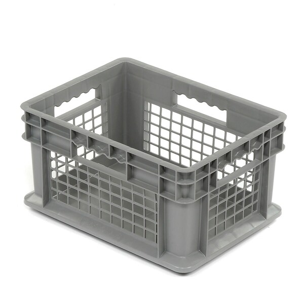 Global Industrial Mesh Straight Wall Storage Container, 15-3/4 in L x 11-3/4 in W x 8-1/4 in H, Gray, Polyethylene 662119 - main
